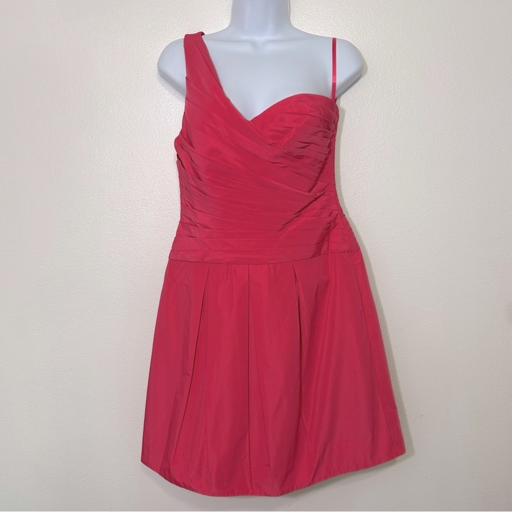 NWT BCBGMaxAzria Ladies 6 Neon Pink Taffeta Dress Cocktail - Picture 2 of 13
